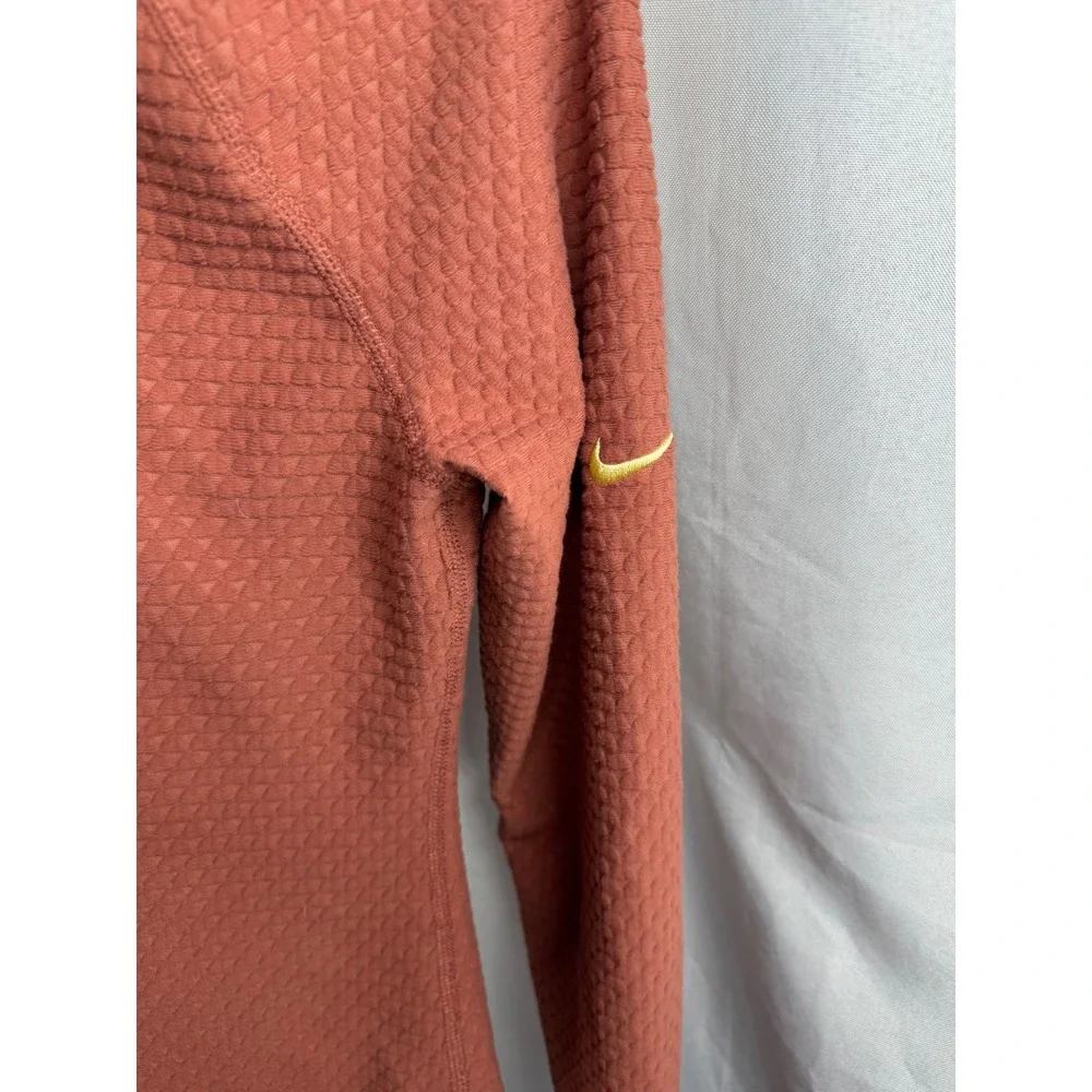 Nike Pro Dri-FIT Womens Textured Waffle Knit Hoodie Rust Orange XS DQ5590-822